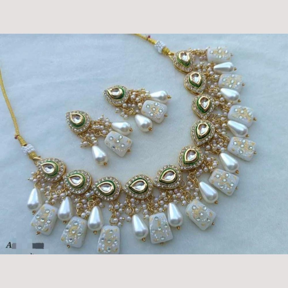 FS Collection Kundan And Pearl Necklace Set