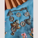 FS Collection 2 Tone Plated Pota Stone Peacock Design Necklace Set