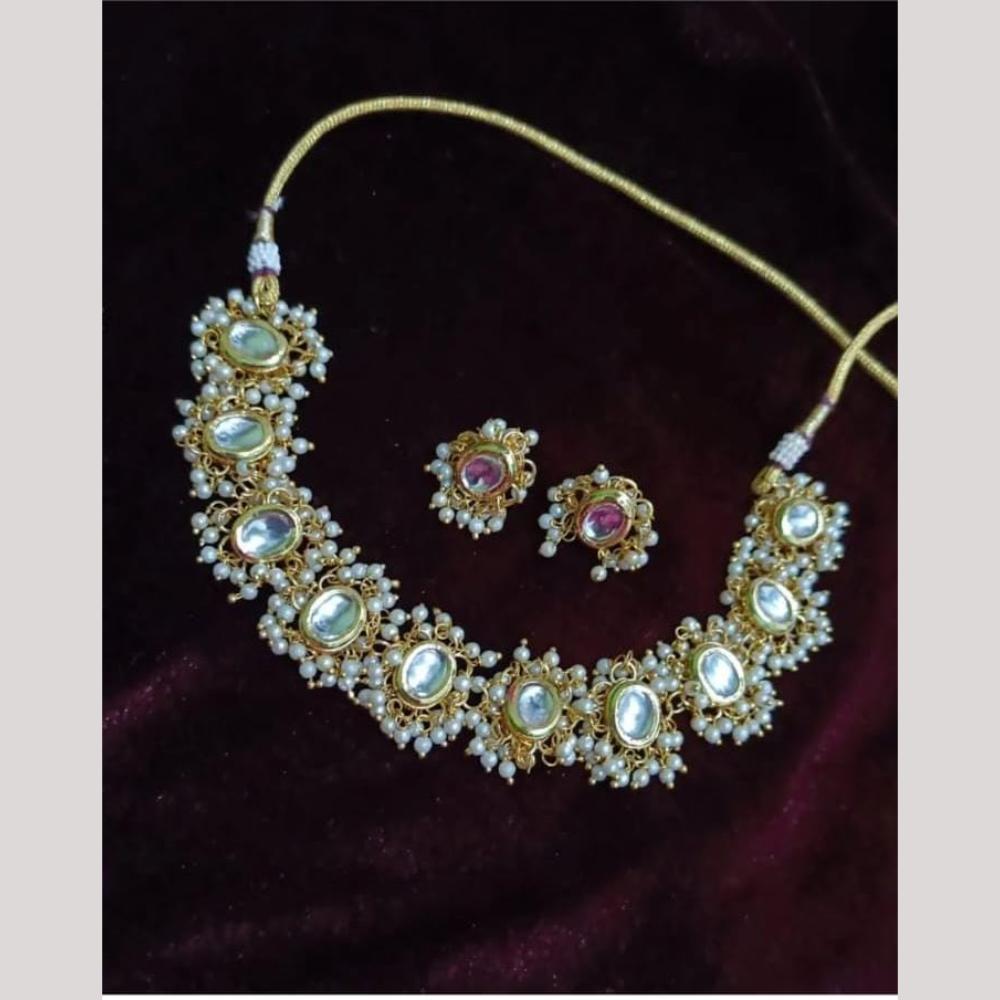 FS Collection Classic Kundan Stone And Pearl Necklace Set