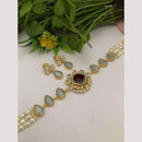 FS Collection Modern Glow Crystal And Pearl Choker Necklace Set