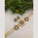 FS Collection Modern Glow Crystal And Pearl Choker Necklace Set