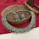 FS Collection Antique Oxidised Plated Pota Stone And Pearl Necklace Set 