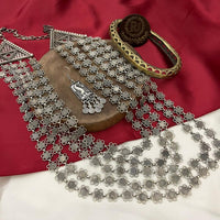 FS Collection Statement  Multi Layer Long Necklace Oxidised Plated For a Vintage Look 