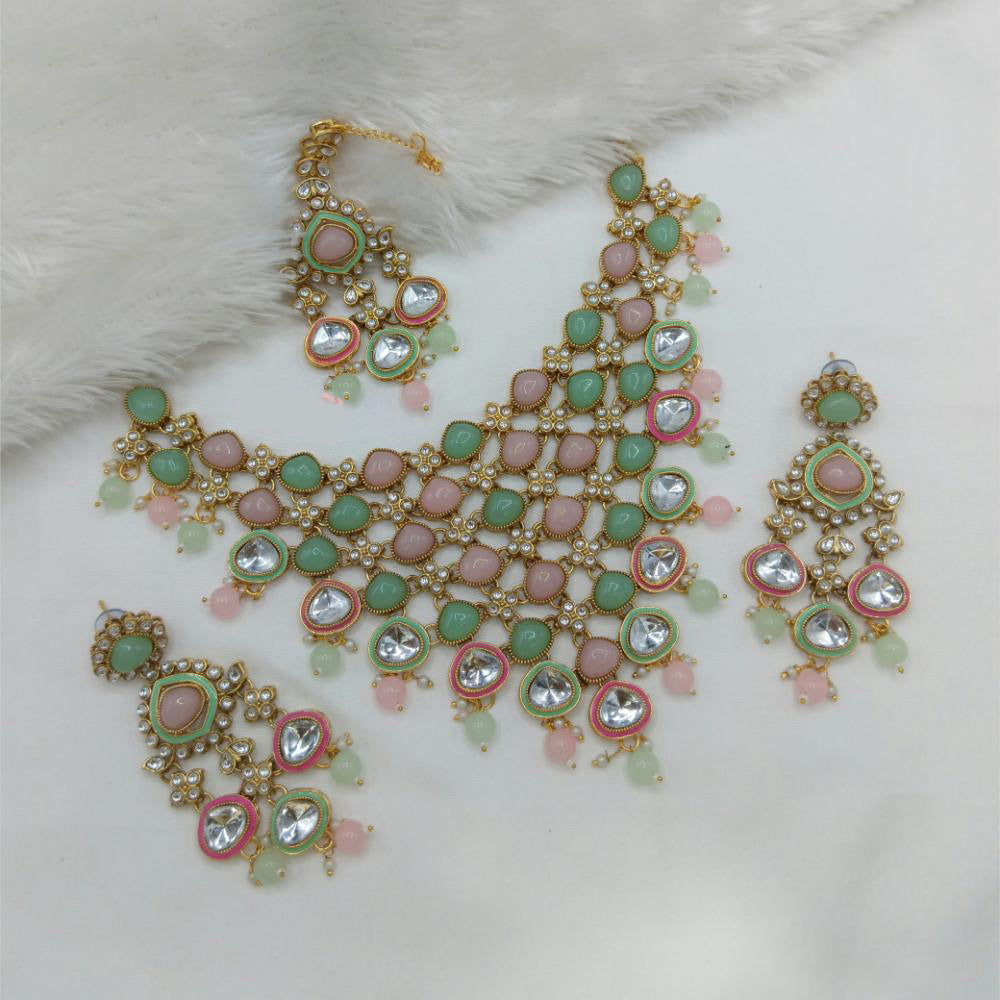 FS Collection Crystal Stone  Necklace Set A Modern Take On Classic Ethnic Glam
