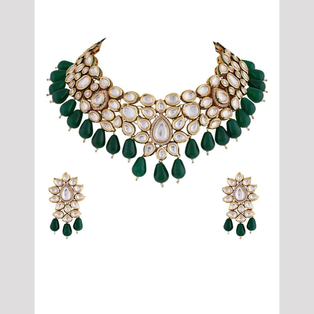 FS Collection Classic Gold Plated Kundan And Pearl Set Traditional Jewelry For Every Occsions