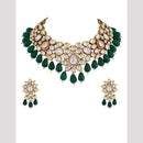 FS Collection Classic Gold Plated Kundan And Pearl Set Traditional Jewelry For Every Occsions 