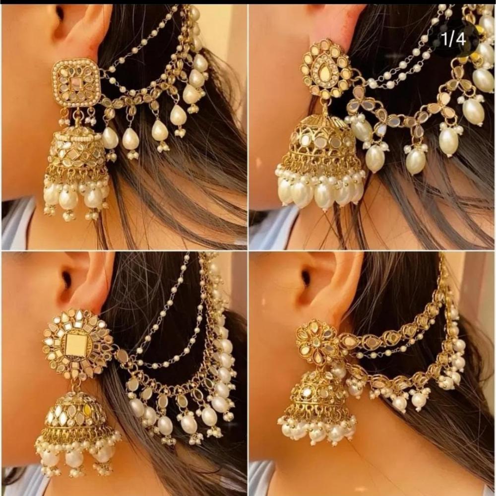FS Collection Pearl Jhumki Kanchain Earrings