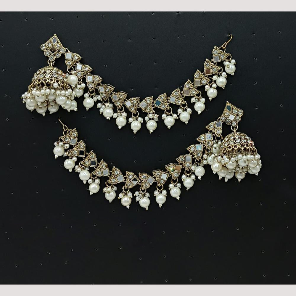 FS Collection Pearl Jhumki Kanchain Earrings