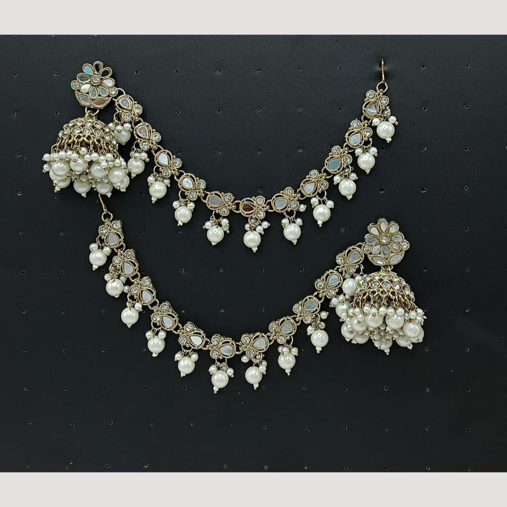 FS Collection Pearl Jhumki Kanchain Earrings