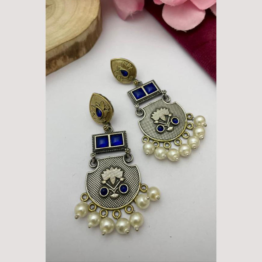 FS Collection Pearl And Pota Stone Dangler Earrings