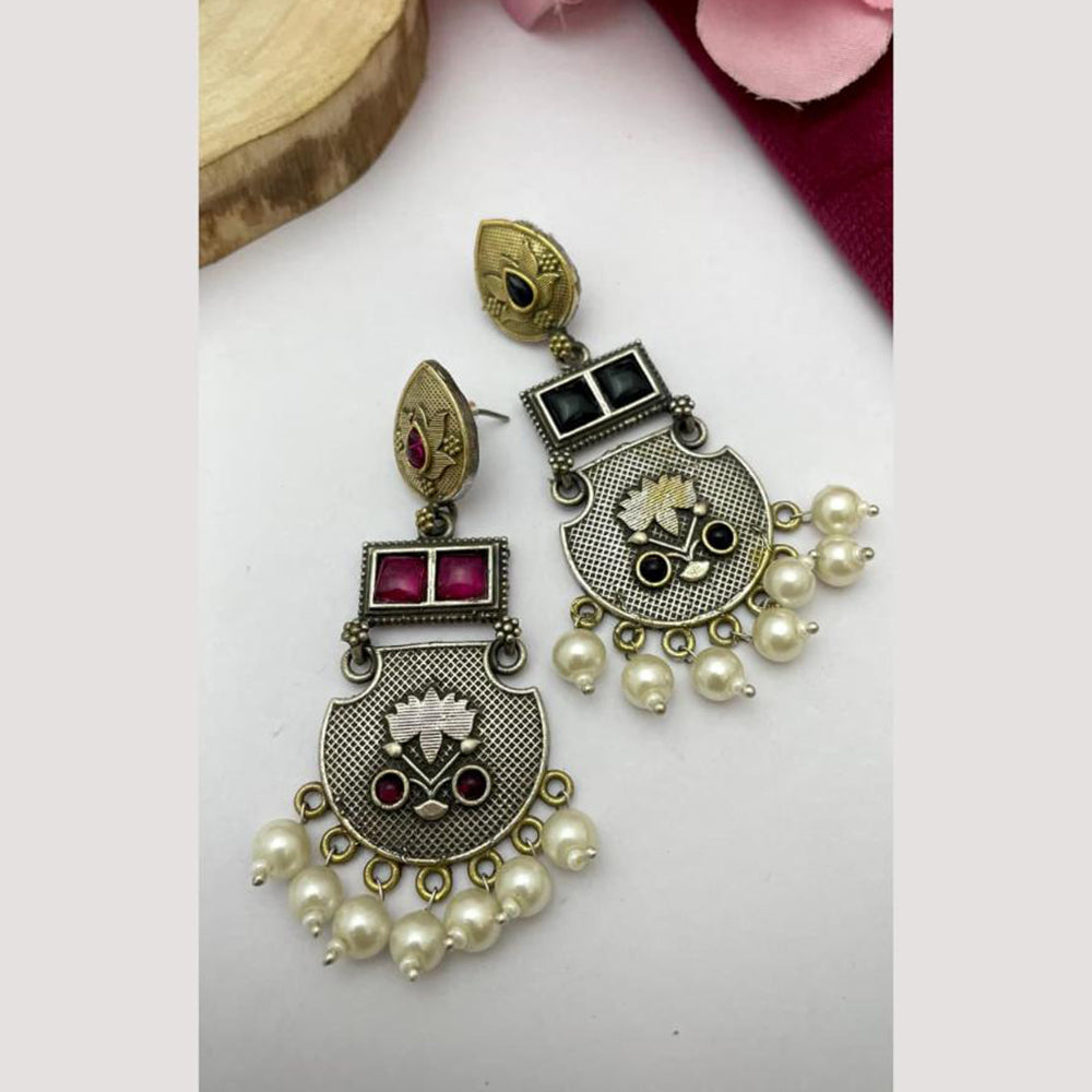 FS Collection Pearl And Pota Stone Dangler Earrings