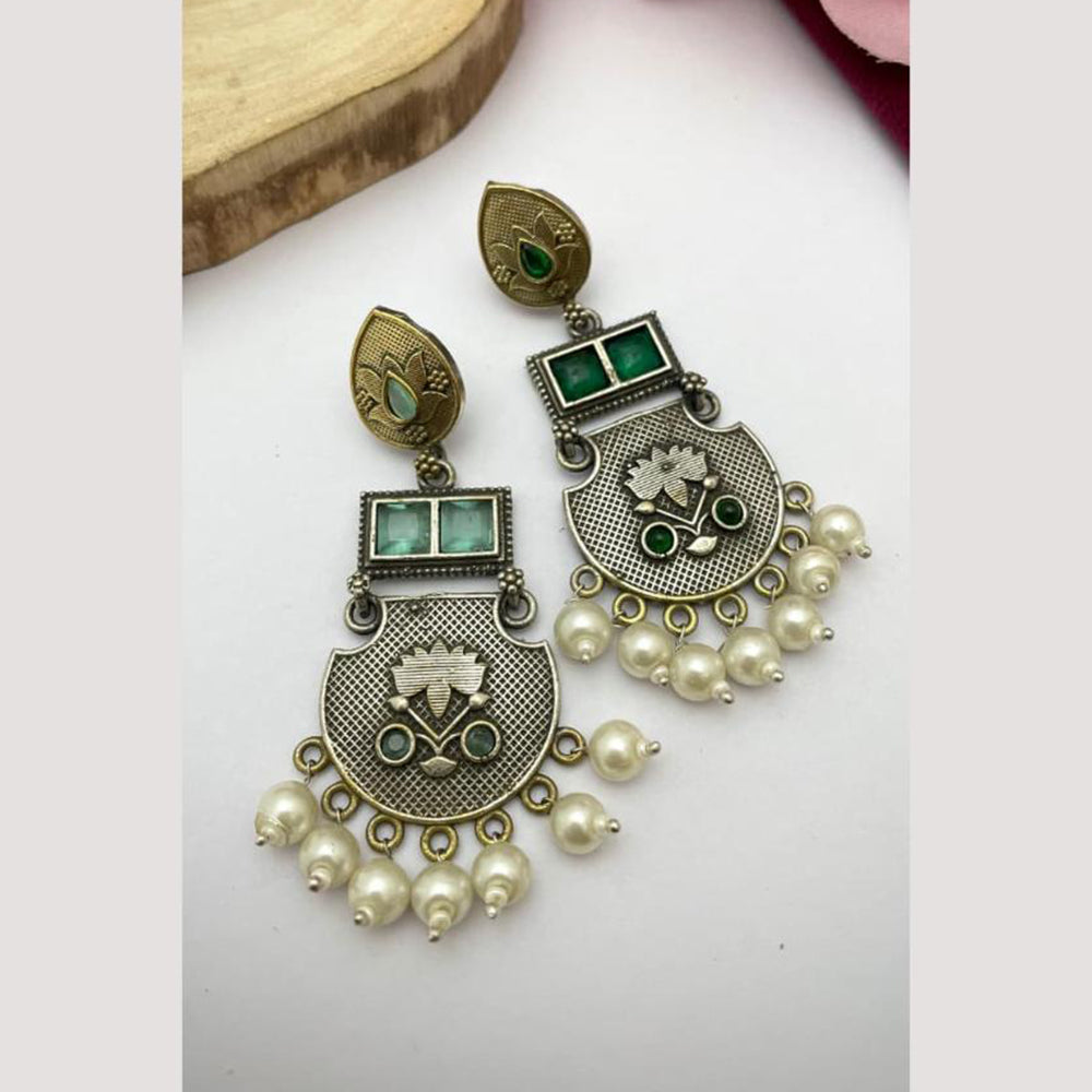 FS Collection Pearl And Pota Stone Dangler Earrings