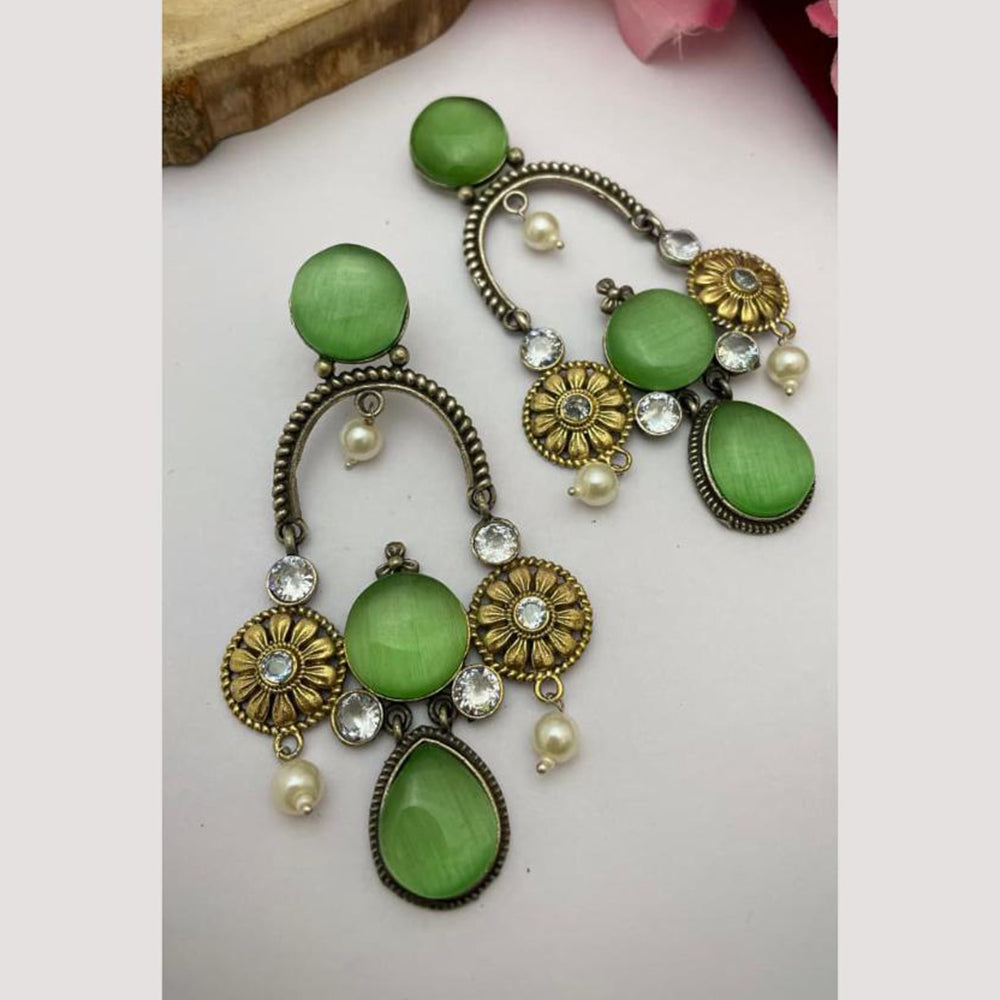 FS Collection Pearl And Pota Stone Dangler Earrings