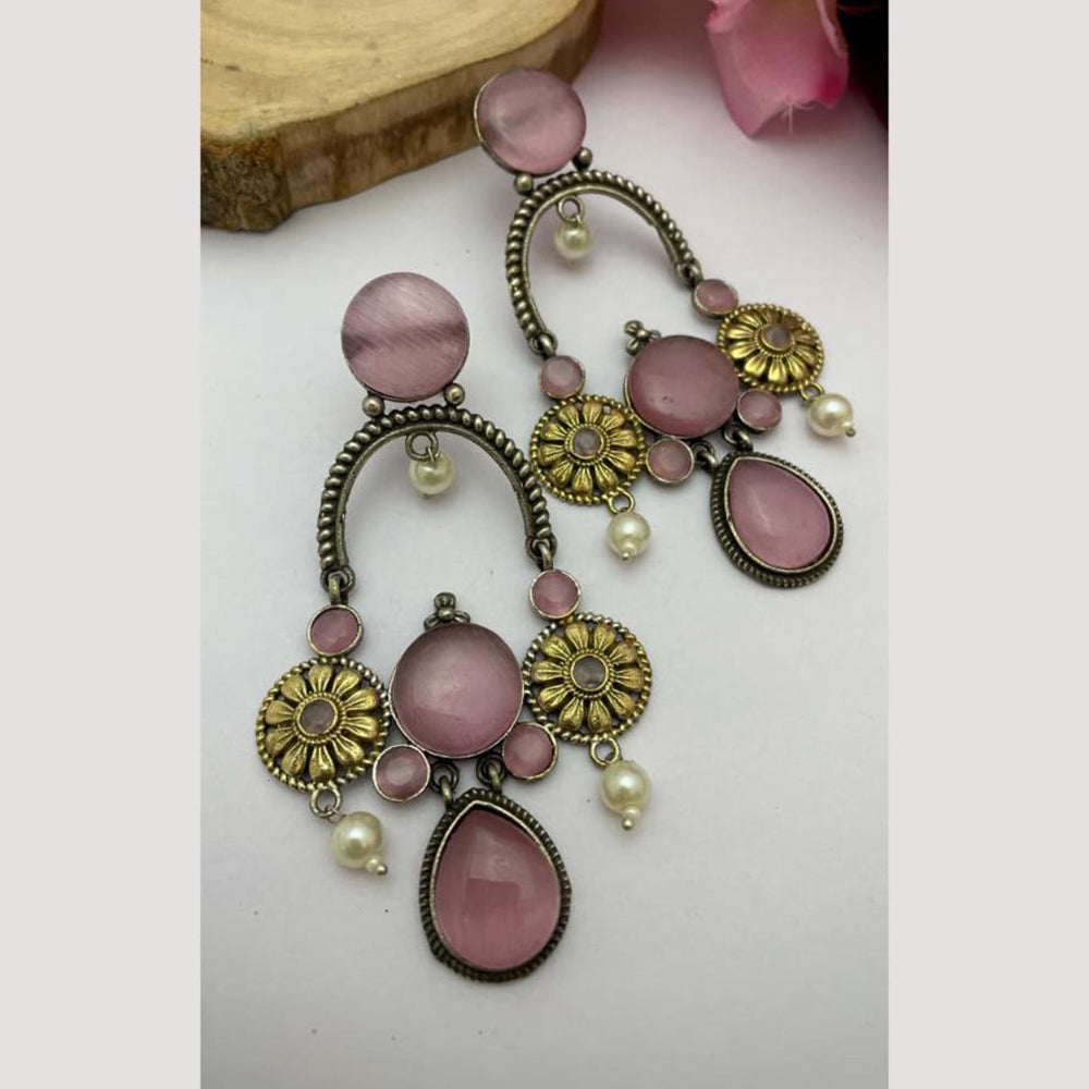 FS Collection Pearl And Pota Stone Dangler Earrings