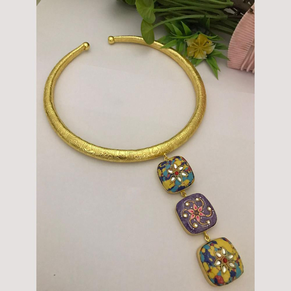 FS Collection Exquisite Hasli Necklace with Radiant Kundan Stones