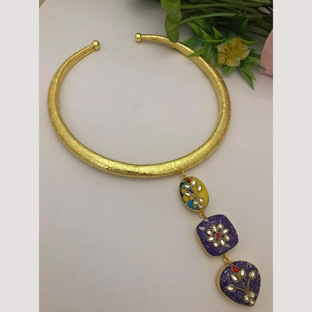 FS Collection Exquisite Hasli Necklace with Radiant Kundan Stones