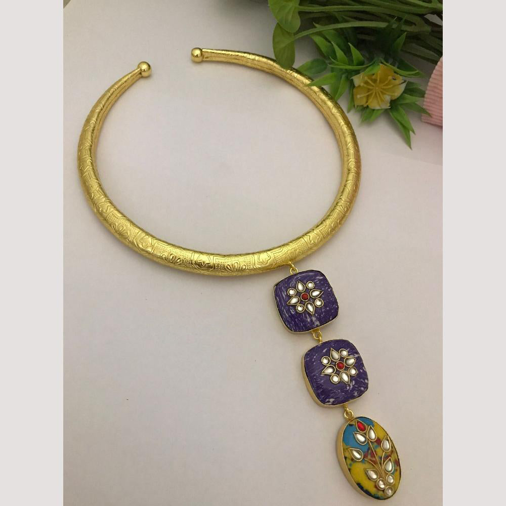 FS Collection Exquisite Hasli Necklace with Radiant Kundan Stones
