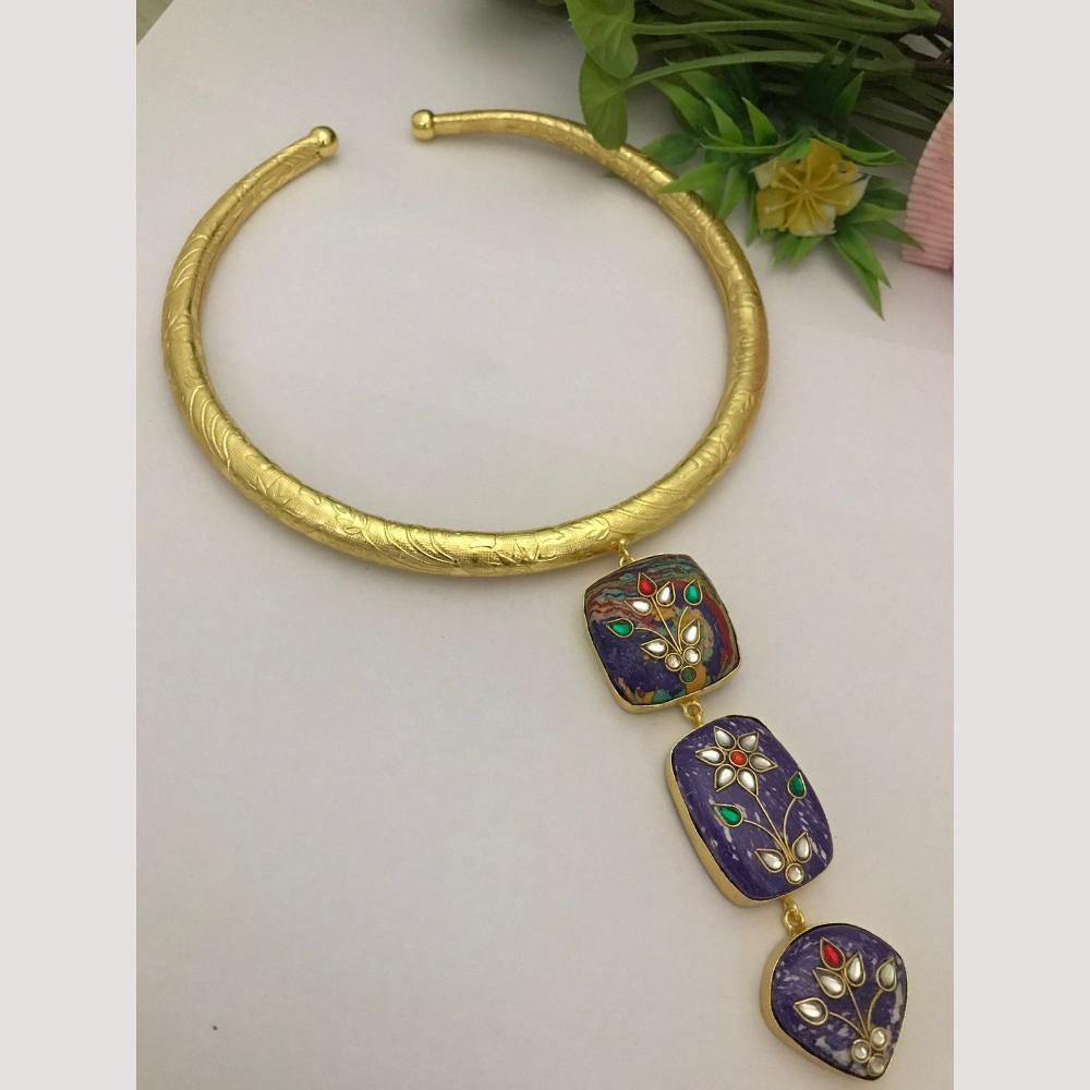 FS Collection Exquisite Hasli Necklace with Radiant Kundan Stones