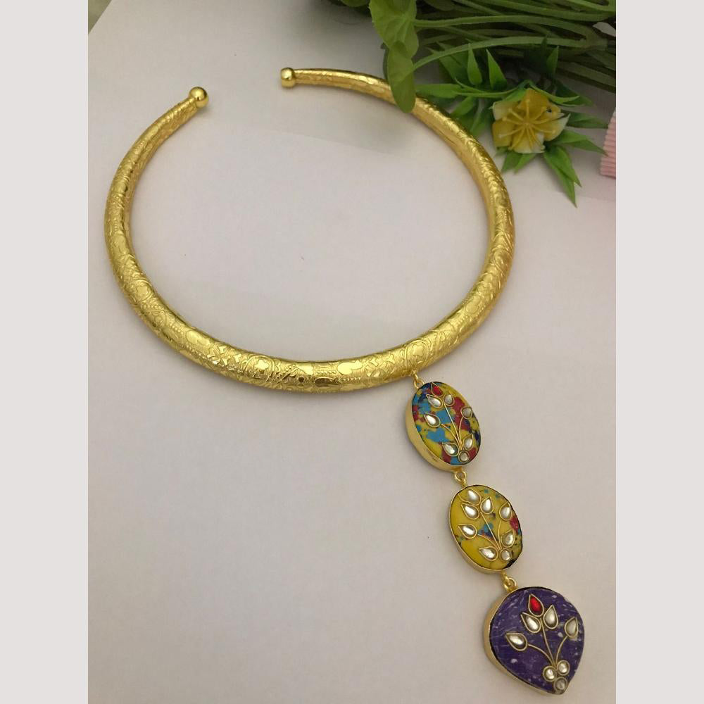 FS Collection Exquisite Hasli Necklace with Radiant Kundan Stones