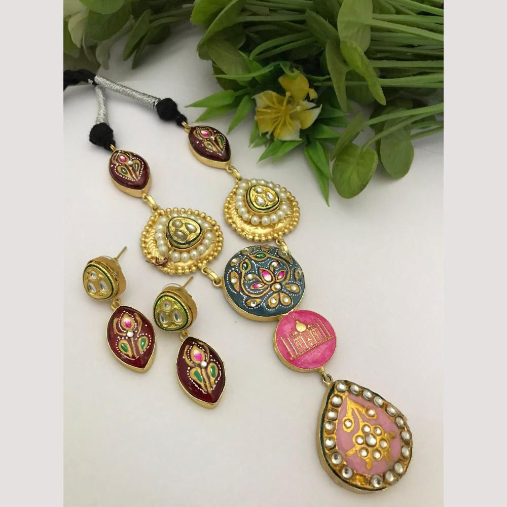 FS Collection Pearl And Kundan Necklace Set