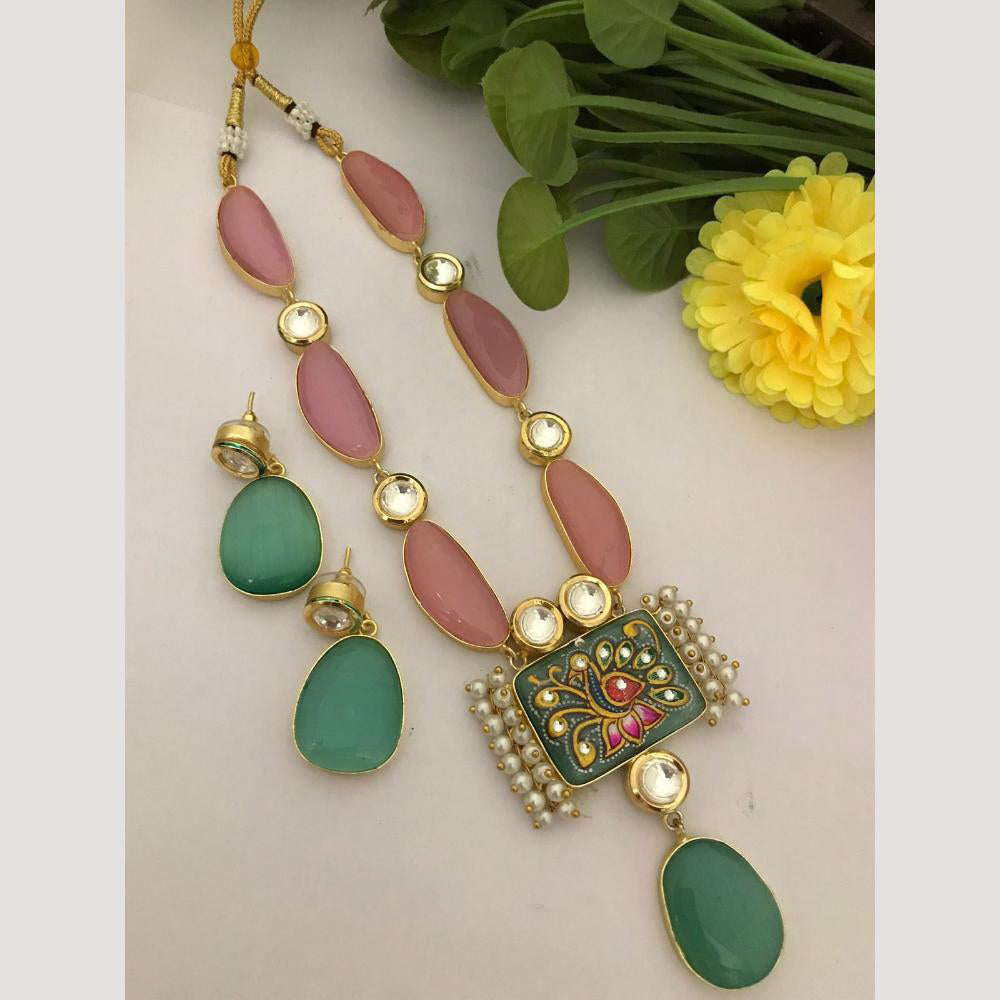 FS Collection Beaded Necklace Set With Kundan Touch