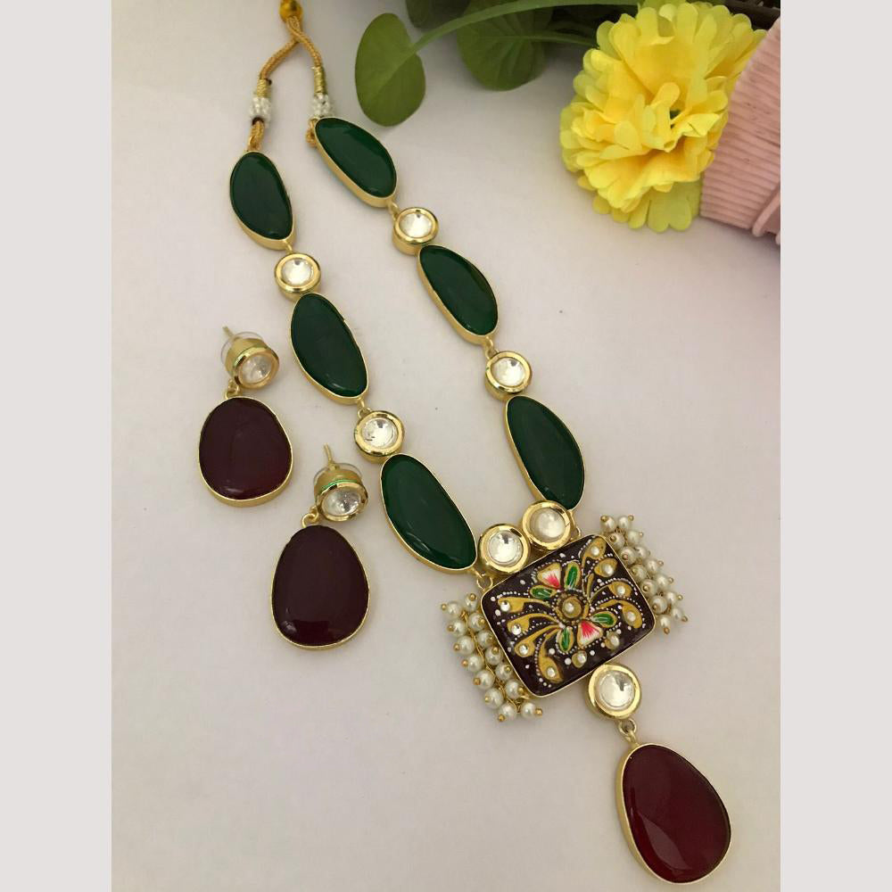 FS Collection Beaded Necklace Set With Kundan Touch