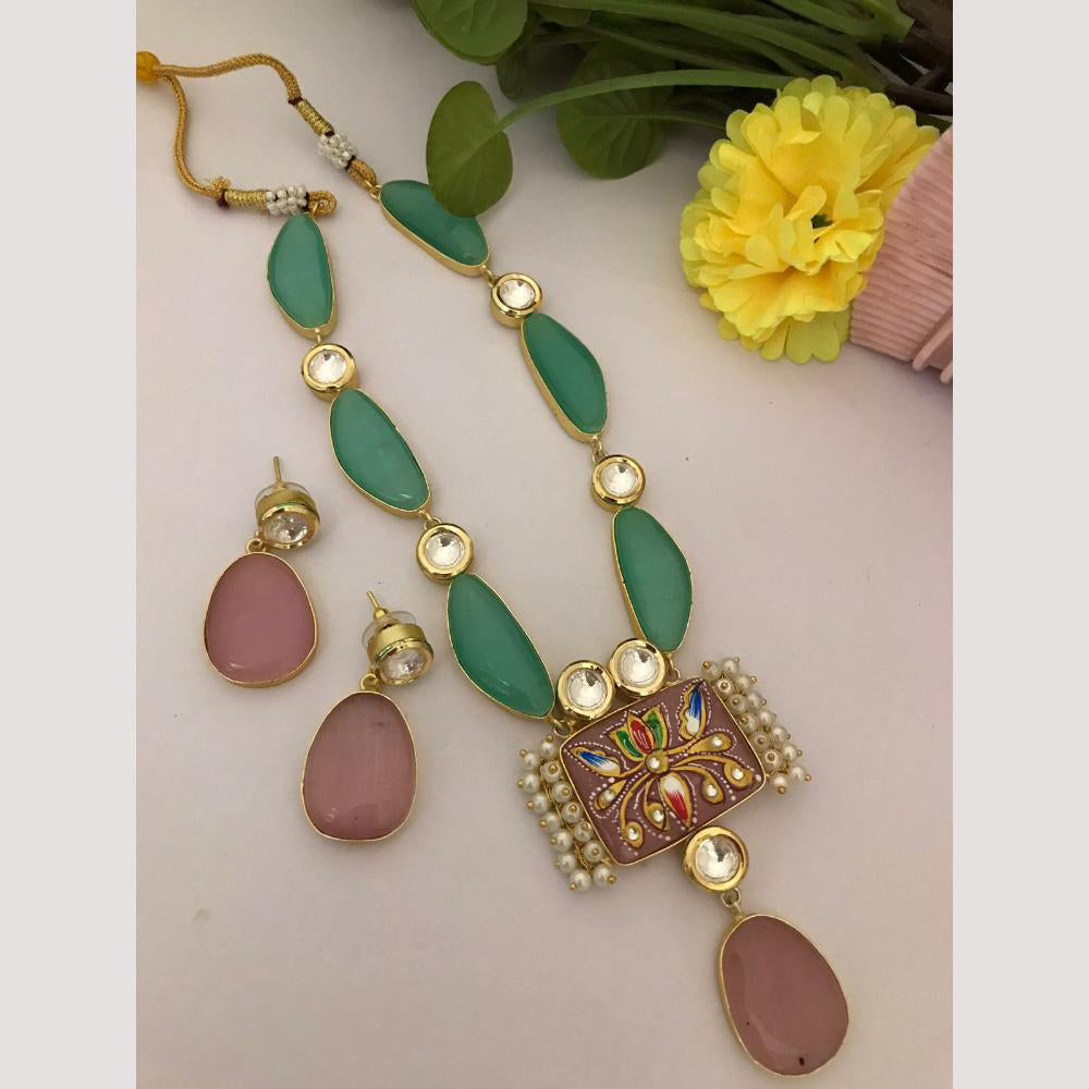 FS Collection Beaded Necklace Set With Kundan Touch
