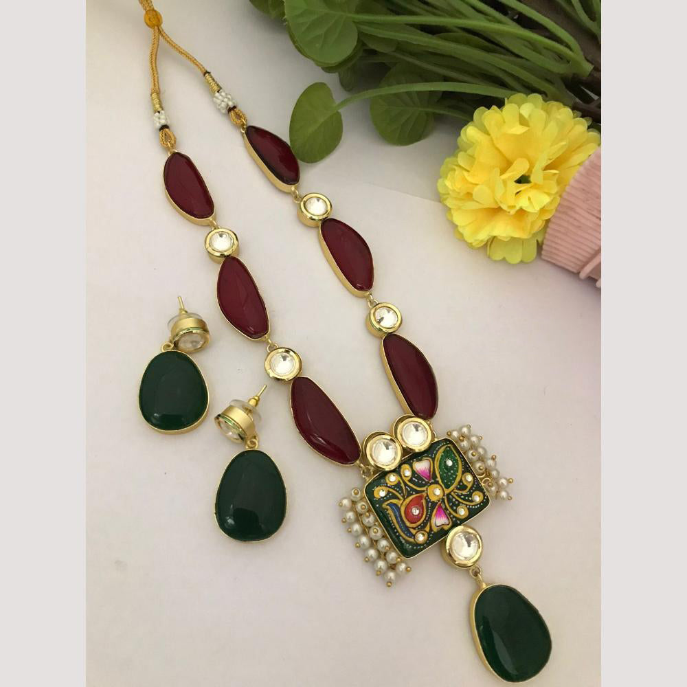 FS Collection Beaded Necklace Set With Kundan Touch