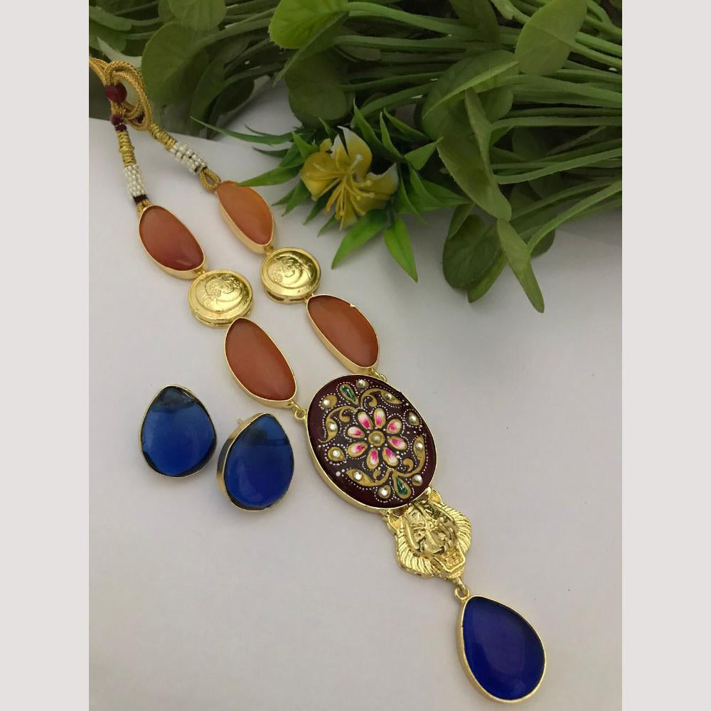FS Collection Beaded Necklace Set With Kundan Touch