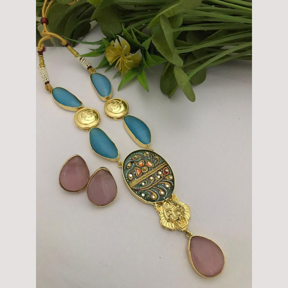 FS Collection Beaded Necklace Set With Kundan Touch