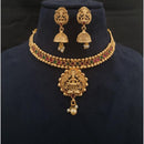 FS Collection Matte Finish Brass Necklace Set Embellished with Vibrant Pota Stones