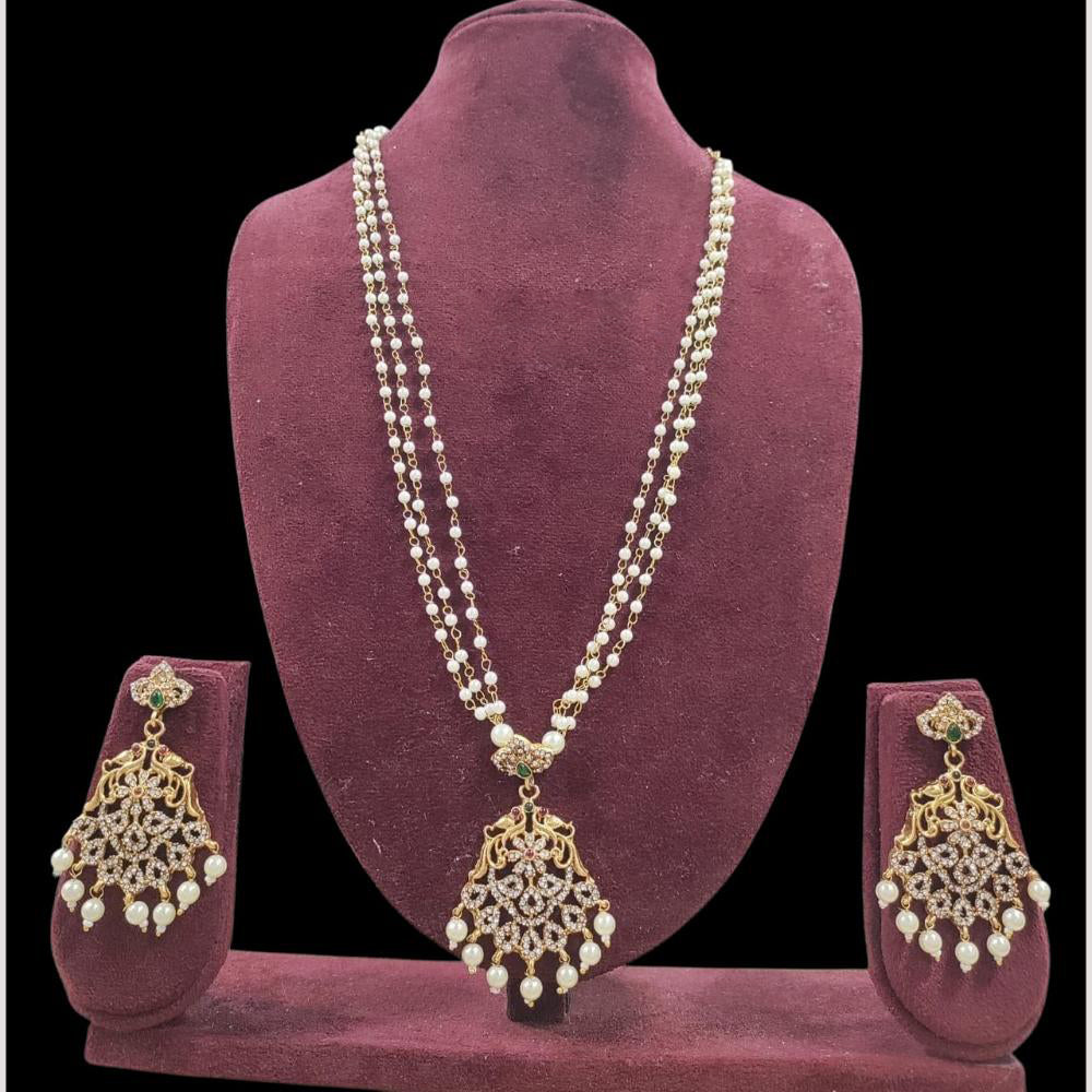 FS Collection Classic Long Necklace Set with Austrian Sparkle & Pearl Beauty