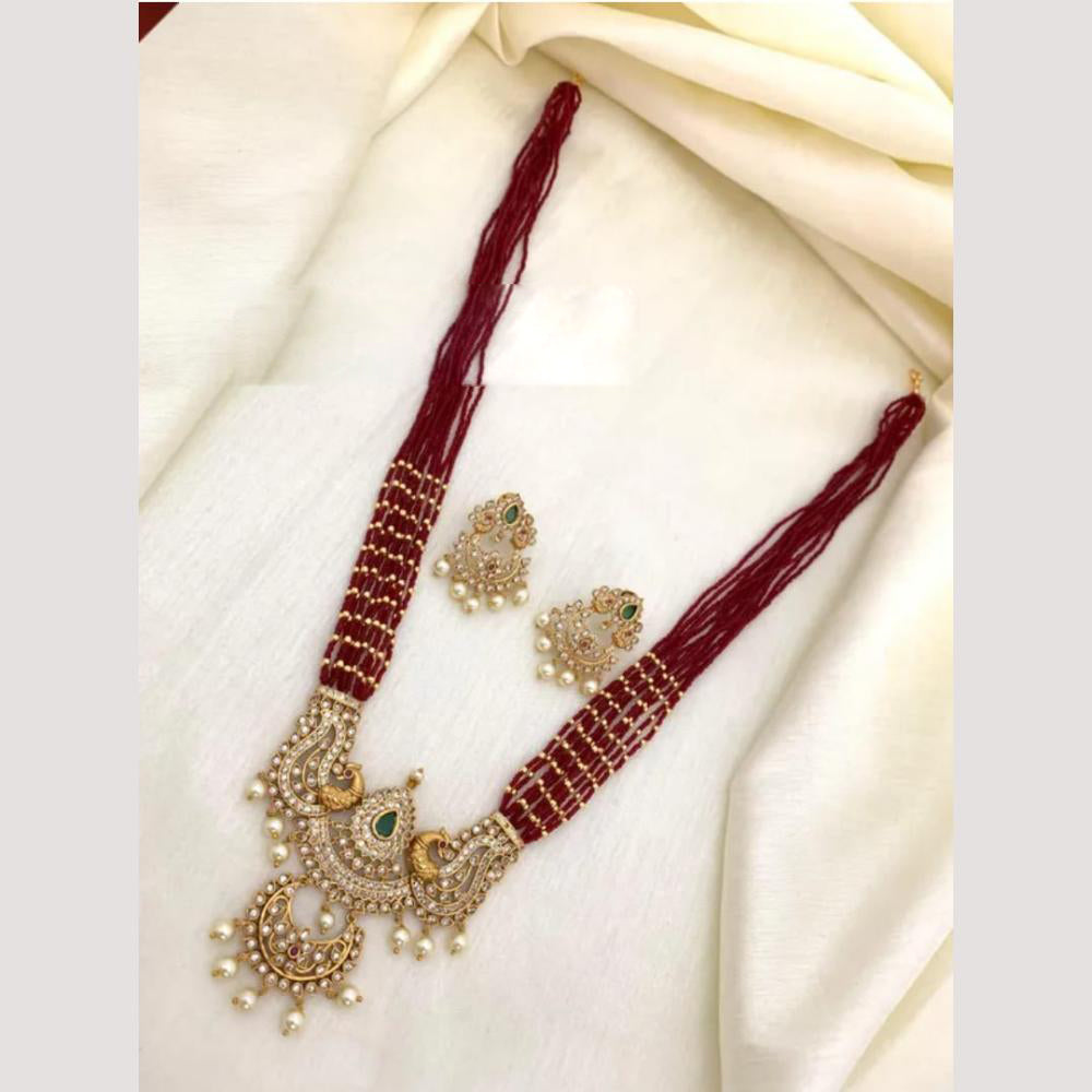 FS Collection Classic Long Necklace Set with Austrian Sparkle & Pearl Beauty