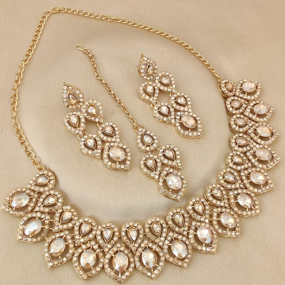 FS Collection Lustrous Elegance Necklace Set with Austrian Crystal Sparkle