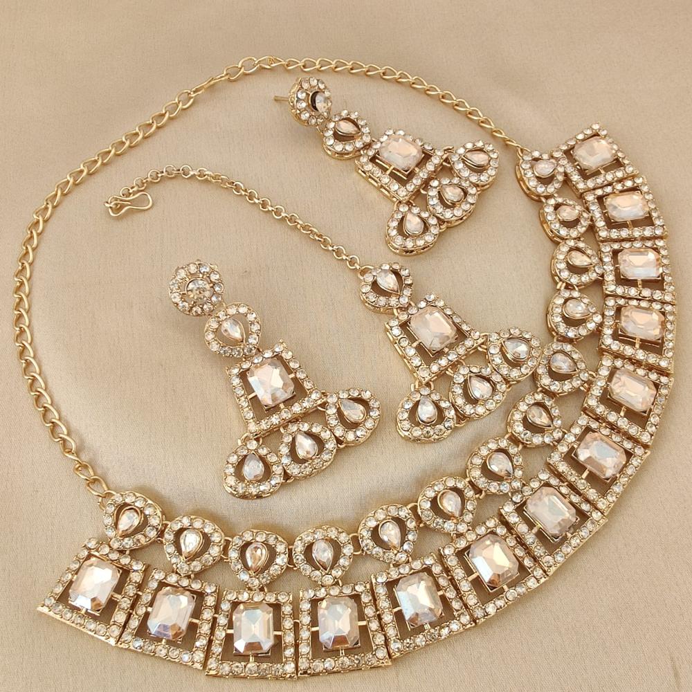FS Collection Lustrous Elegance Necklace Set with Austrian Crystal Sparkle