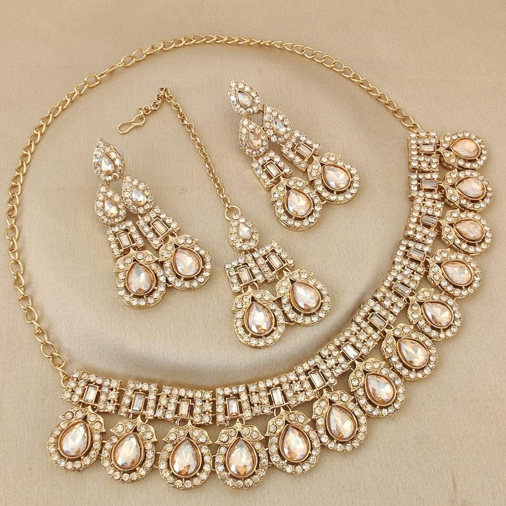 FS Collection Lustrous Elegance Necklace Set with Austrian Crystal Sparkle