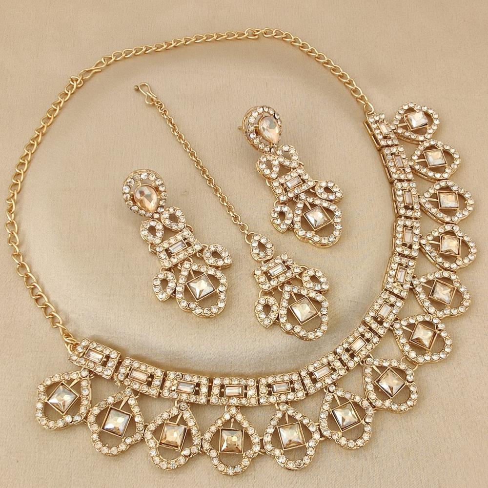 FS Collection Lustrous Elegance Necklace Set with Austrian Crystal Sparkle
