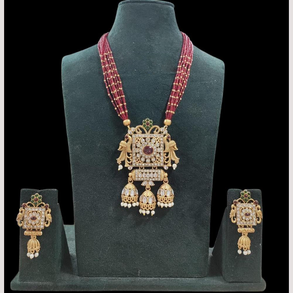 FS Collection Stunning Austrian Stone Necklace Set with Chic Beaded Accents