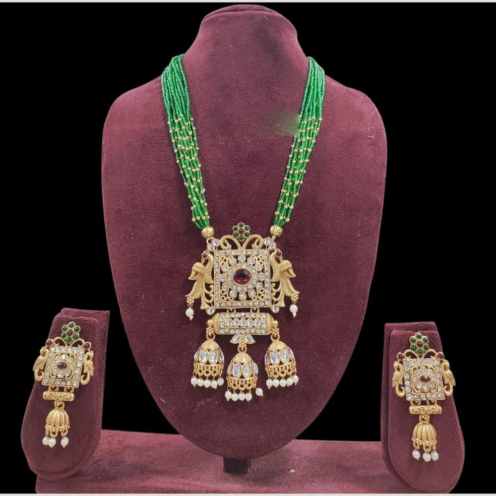 FS Collection Stunning Austrian Stone Necklace Set with Chic Beaded Accents