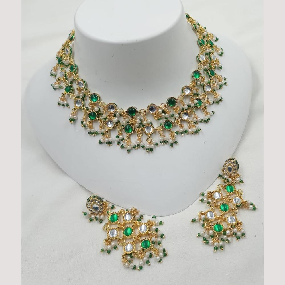 FS Collection Layered Pearl Necklace Set with A Touch of Kundan Elegance