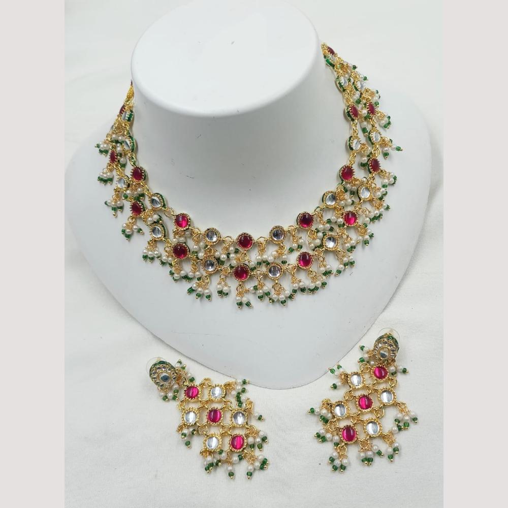 FS Collection Layered Pearl Necklace Set with A Touch of Kundan Elegance