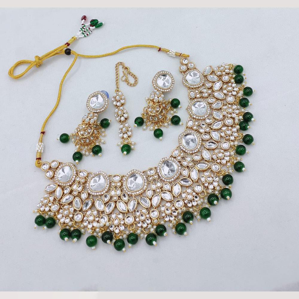 FS Collection Kundan Necklace Set with Pearls & Beaded Detailing