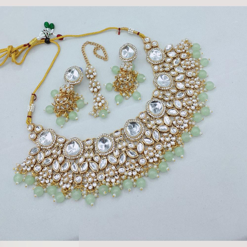 FS Collection Kundan Necklace Set with Pearls & Beaded Detailing