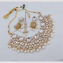 FS Collection Kundan Necklace Set with Pearls & Beaded Detailing