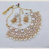 FS Collection Kundan Necklace Set with Pearls & Beaded Detailing