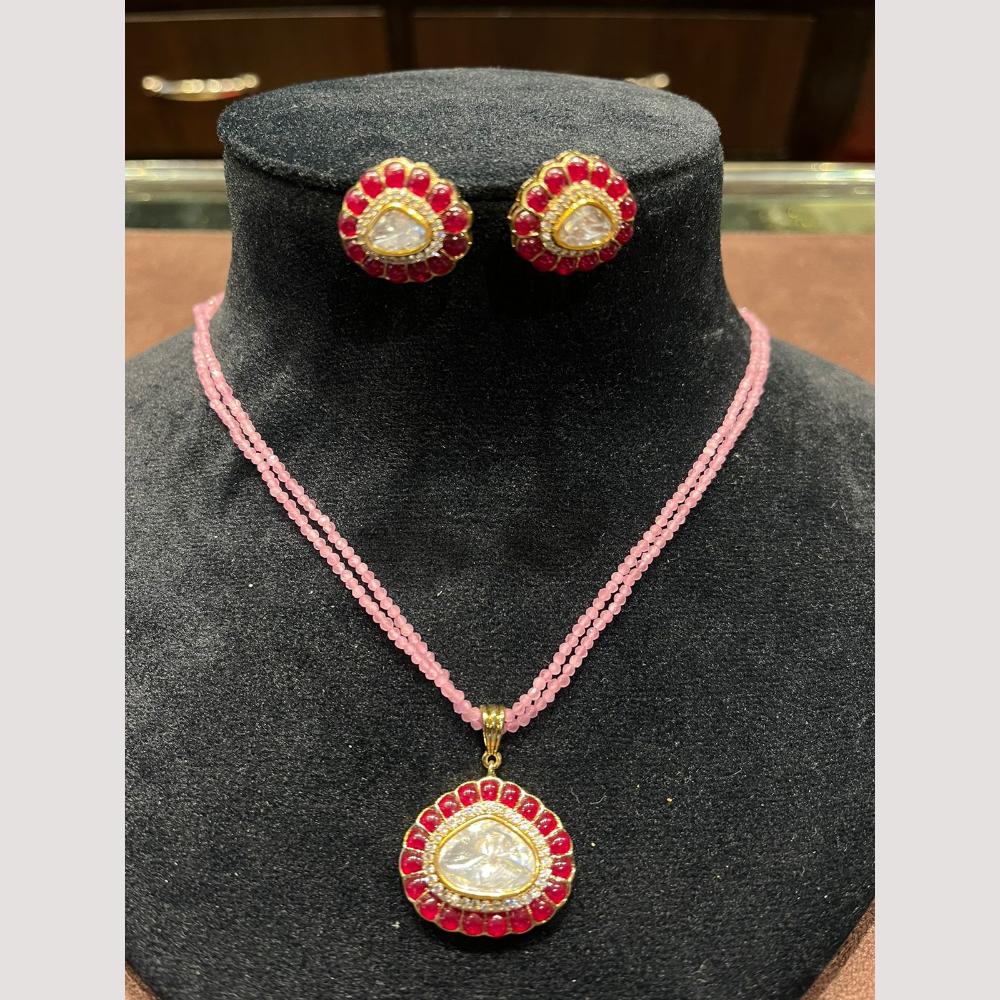 FS Collection Trendy Beaded Necklace Set with Unique Pota Stone Embellishments