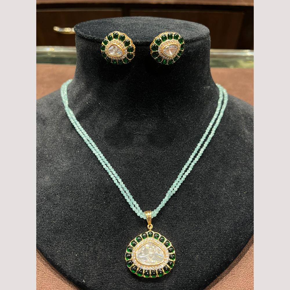 FS Collection Trendy Beaded Necklace Set with Unique Pota Stone Embellishments