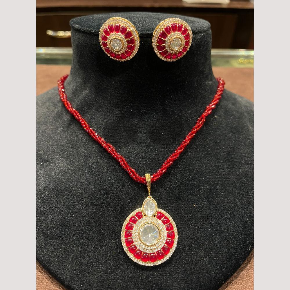 FS Collection Trendy Beaded Necklace Set with Unique Pota Stone Embellishments
