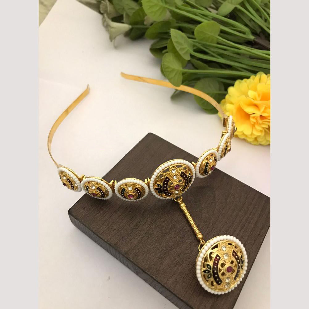 FS Collection Gorgeous Pota Stone & Kundan Hair Band The Perfect Hair Statement