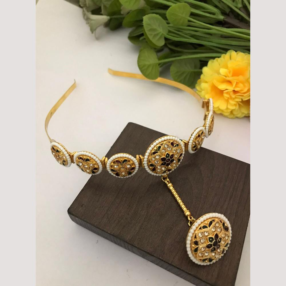 FS Collection Gorgeous Pota Stone & Kundan Hair Band The Perfect Hair Statement